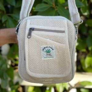 Hemp Crossbody Shoulder Bag Tan Boho Beach